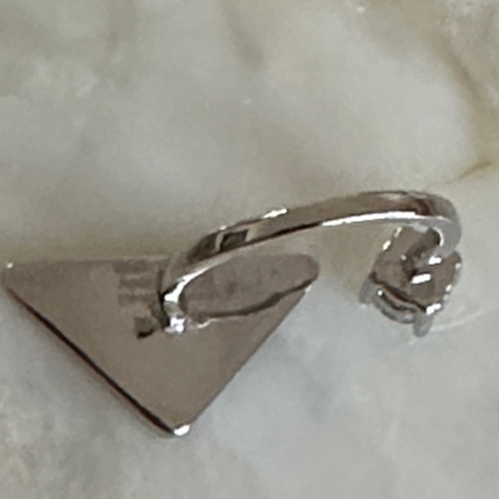 Prada 925 Silver Authentic 100% Triangle Logo Ring - image 5